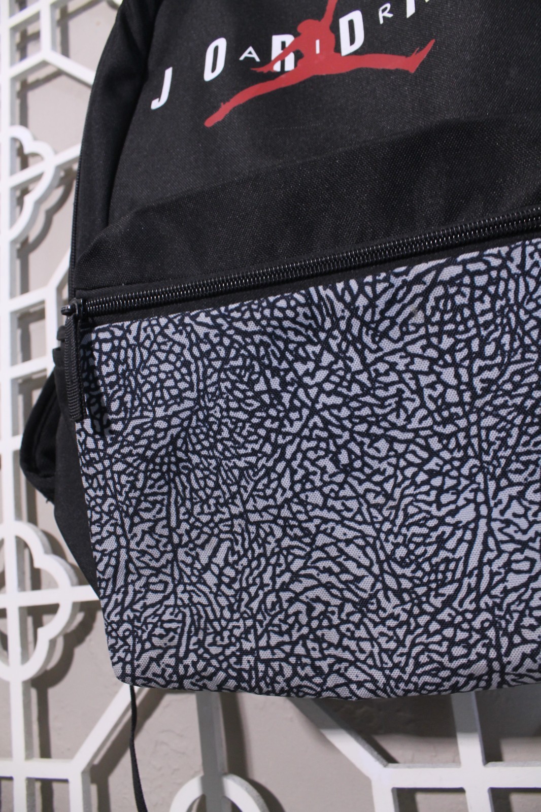 Jordan Backpack Black Gray Elephant Print School University Book Bag 18x12x5