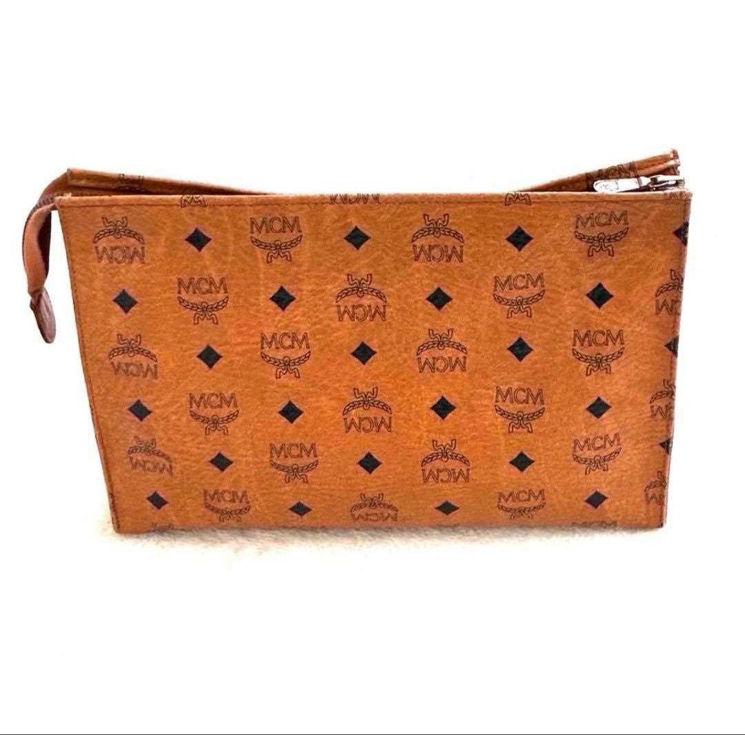 MCM Clutch Second Bag Small Logo Leather Brown Unisex Men’s USED FROM JAPAN