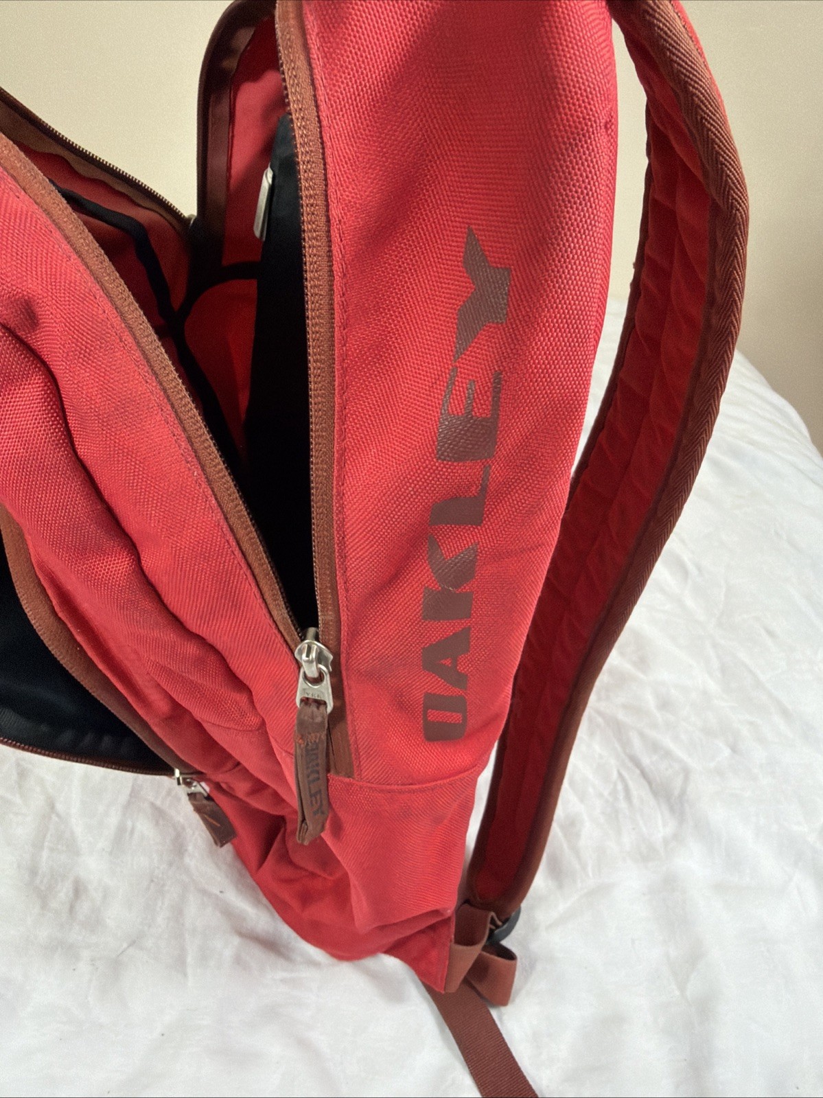 Oakley Works Backpack Ripstop Utility Pockets Software Red Thrash Stained