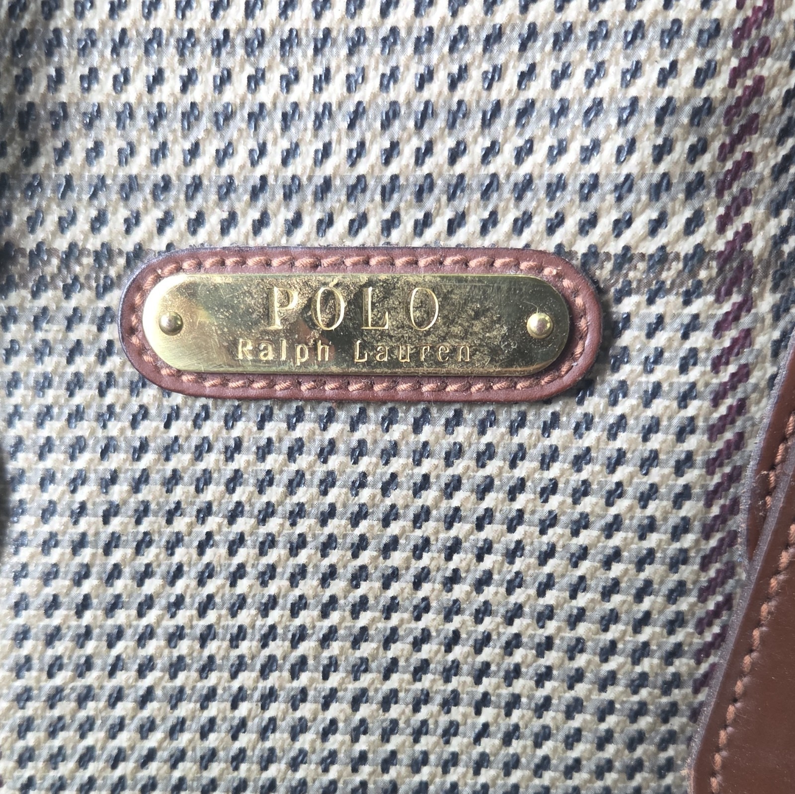 Polo Ralph Lauren Men’s Plaid Messenger Bag Beige/Brown Buckle Zip Shoulder