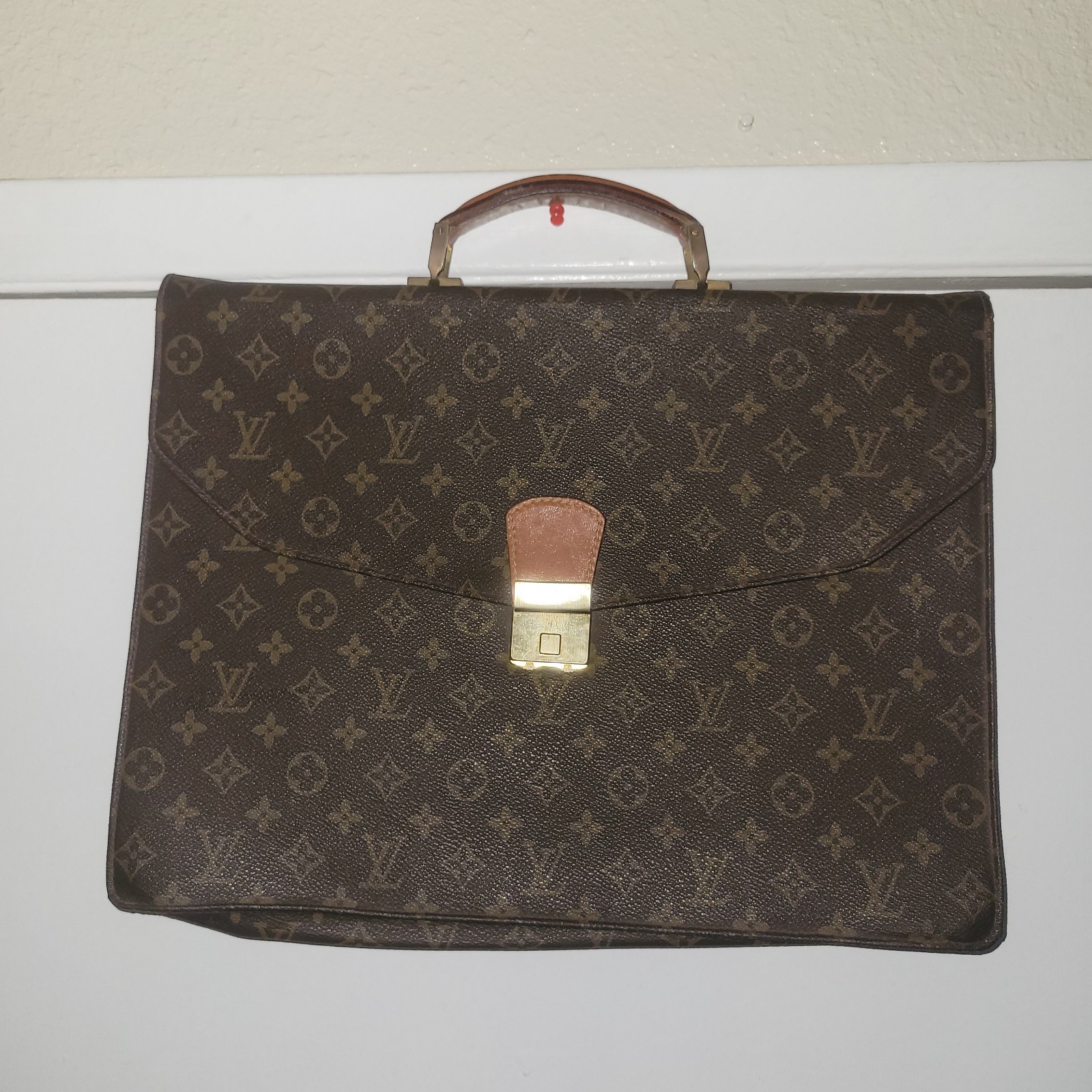 Rare Vintage Louis Vuitton Monogram Briefcase Attache Business Bag Brown Canvas