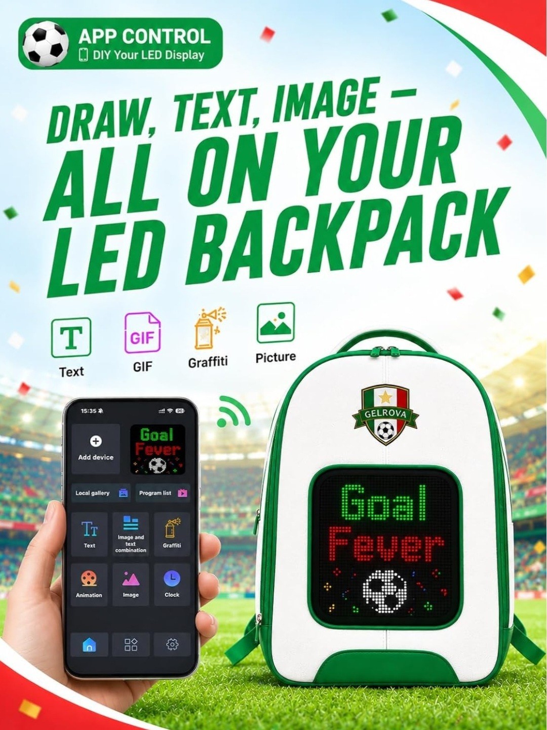 LED Backpack with Programmable Screen, Large Laptop Bag for Men and Women NEW