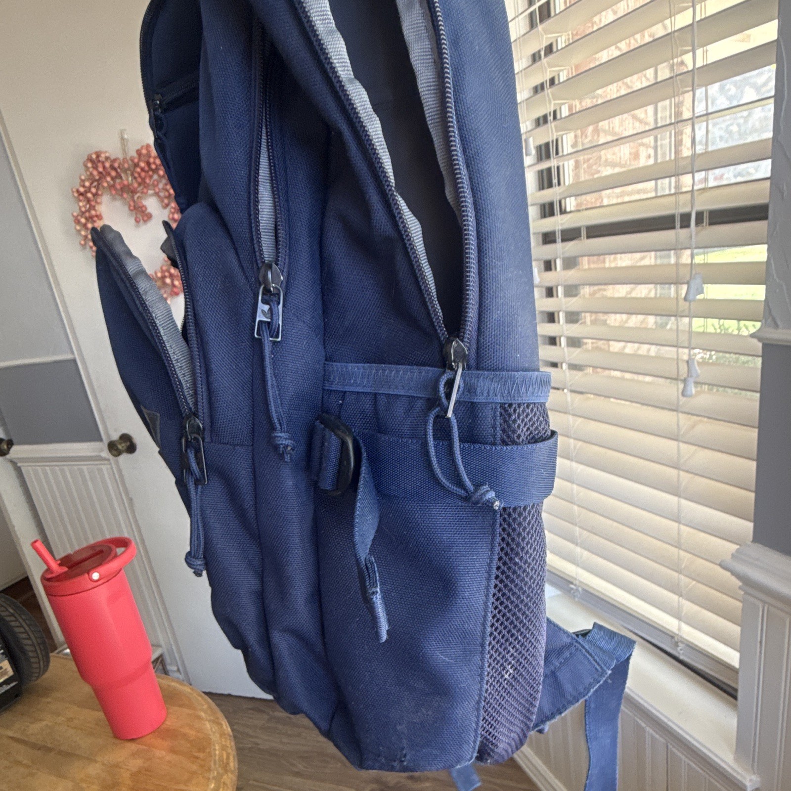 adidas Blue Solid Backpack, Zip Closure, Adjustable Straps, Outer Pockets