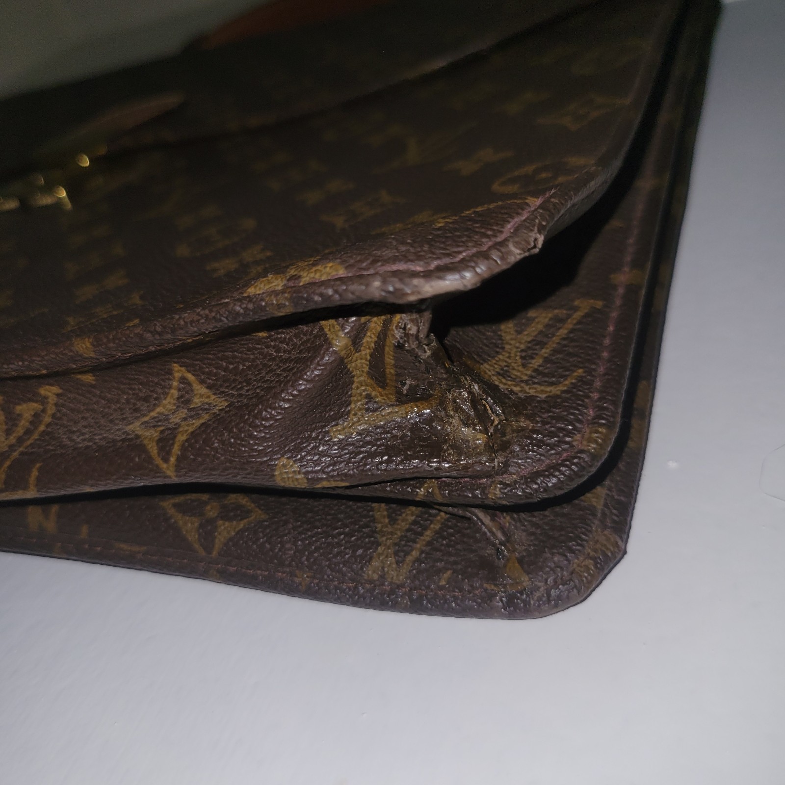 Rare Vintage Louis Vuitton Monogram Briefcase Attache Business Bag Brown Canvas