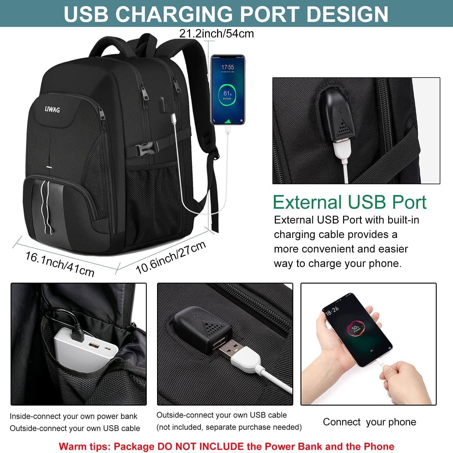 18.4 Inch Laptop Backpack,Extra Large Backpack for Men 55L ,Water Resistant