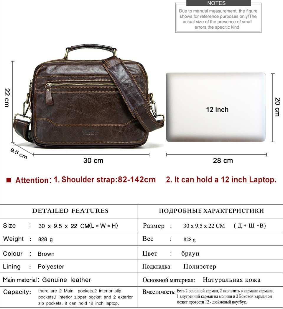 Men Leather Shoulder Bag Messenger Bag Handbag Strap Satchel Fashion