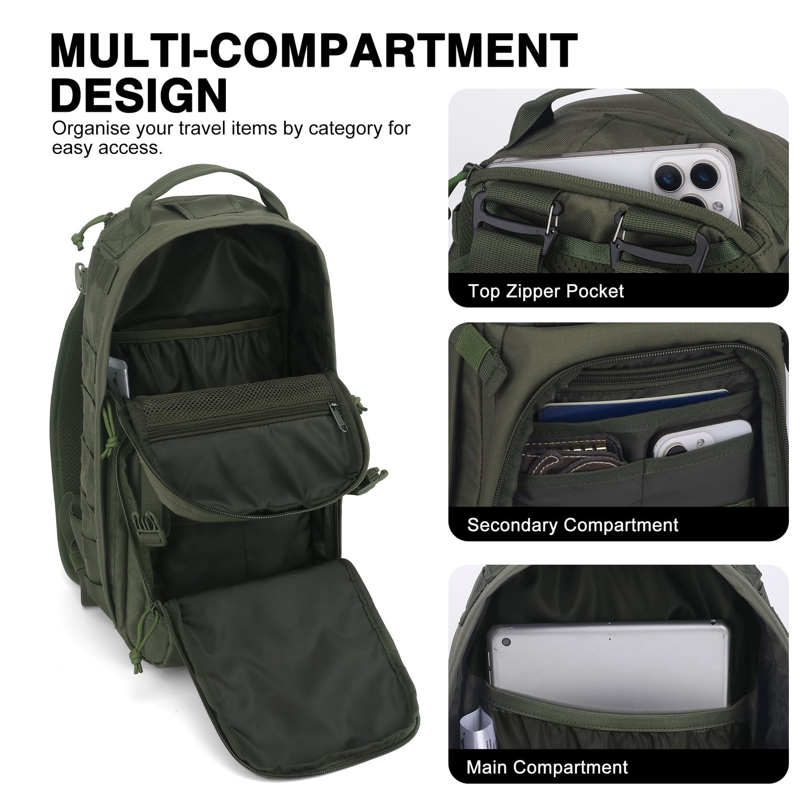 Small Tactical Backpack,Molle Military Rucksack Daypack for Hiking Traveling,…