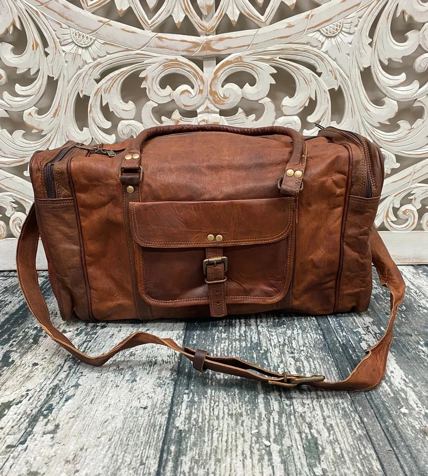Leather Bag Travel Duffel Vintage Gym Genuine Men Overnight Luggage Handmade Men