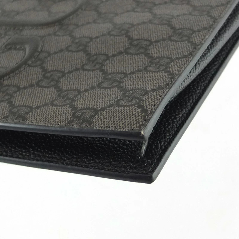 Gucci Clutch Bag 768374 GG Supreme Gray Black Used