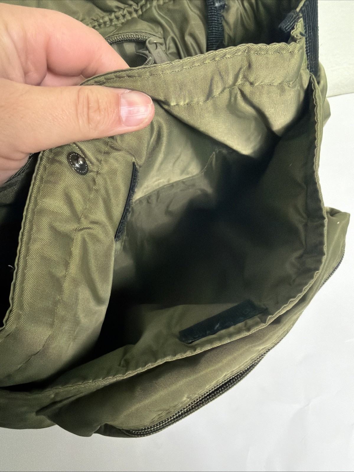 Toppers Brand Army green Polyester Sling Bag Hook Loop 13x11x5