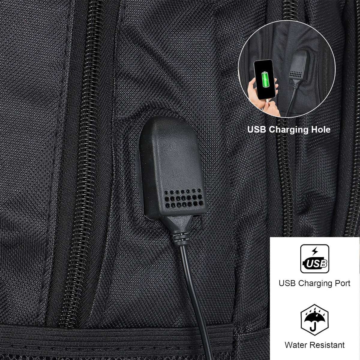 17inch Large Laptop Backpack Waterproof Business Travel Bag w/ USB Charge Port