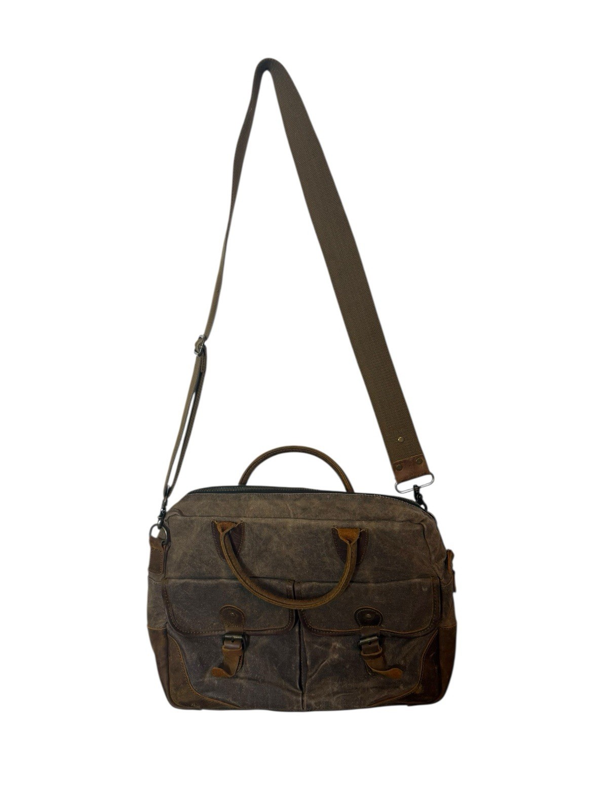 S-ZONE Canvas Leather Laptop Tote Bag Briefcase Messenger Shoulder Strap Handle
