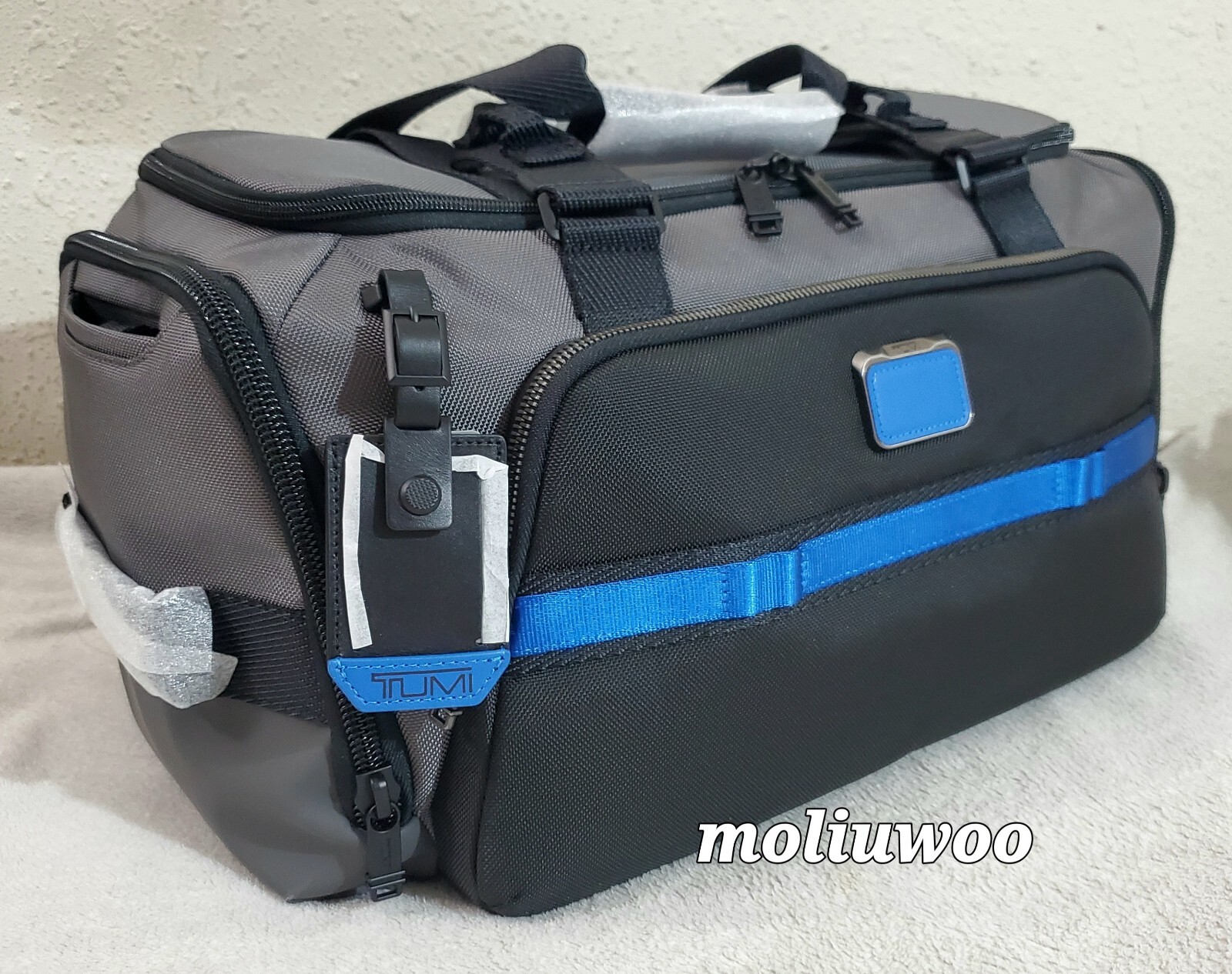 New $625 Tumi Alpha Bravo Mason Gray/Blue Ballistic Nylon Unisex Large Duffel