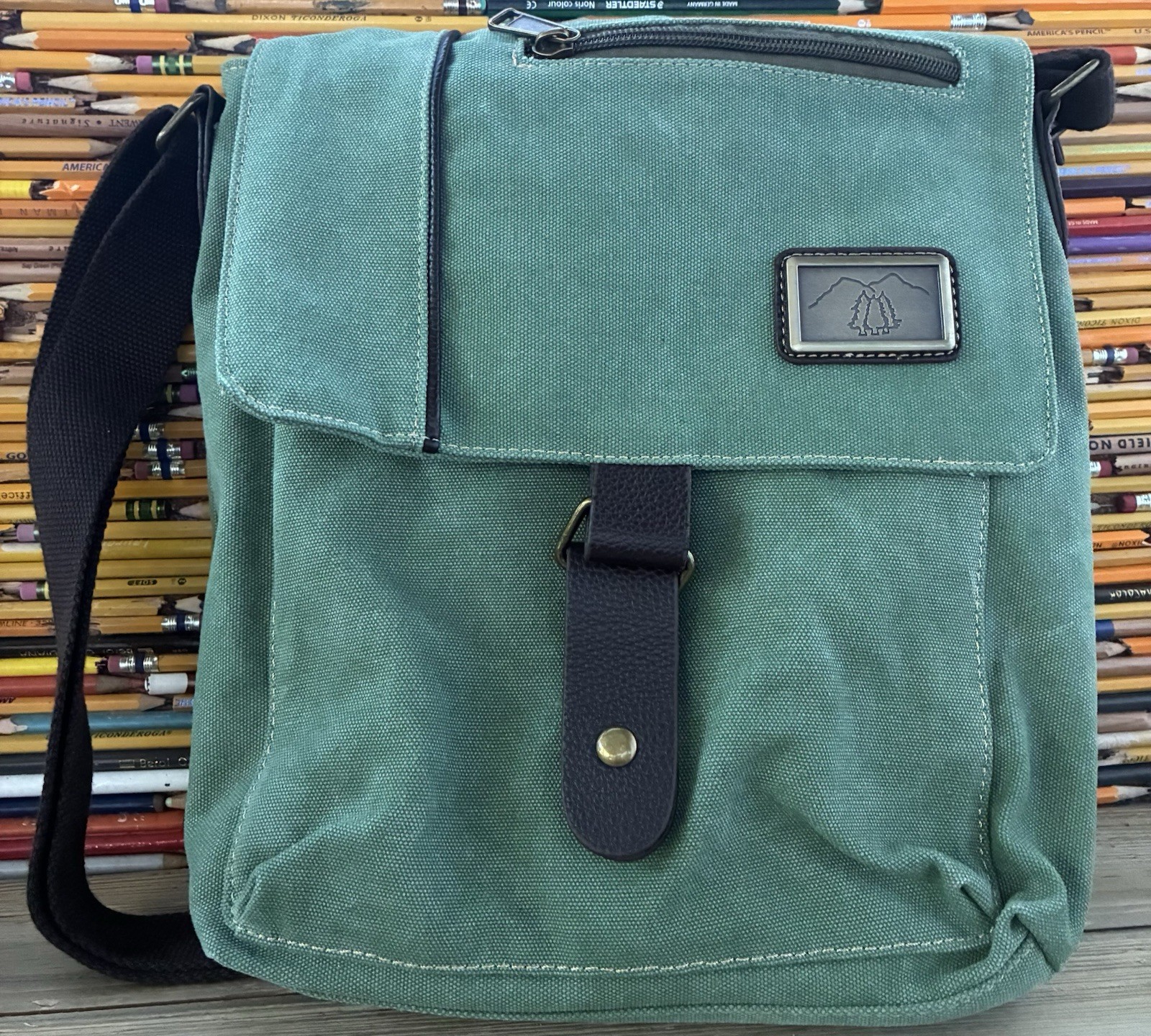 Triple Tree Canvas Messenger Bag Army Green, Cross Body Adjustable