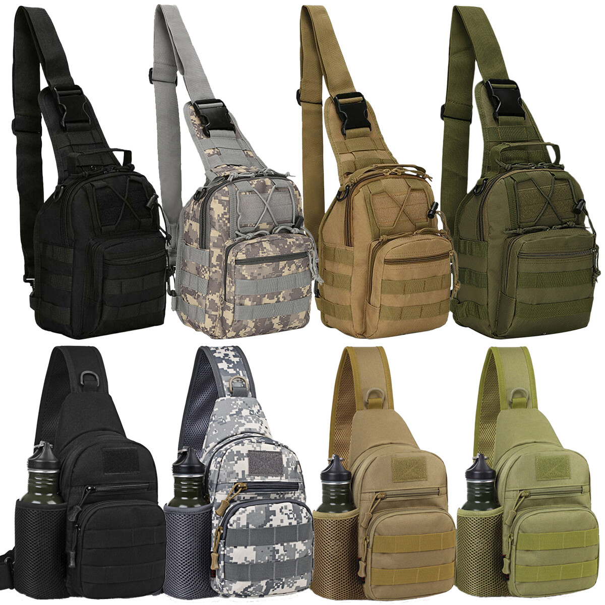Outdoor Tactical Sling Bag Military MOLLE Crossbody Pack Chest Shoulder Backpack