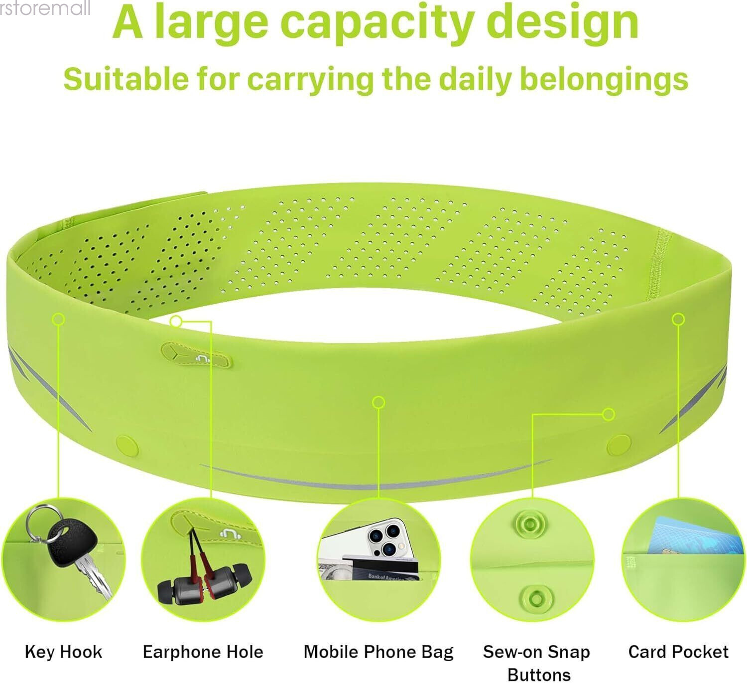 Running Belt, Adjustable Runner Waist Pack with Phone Holder for Fitness Jogging