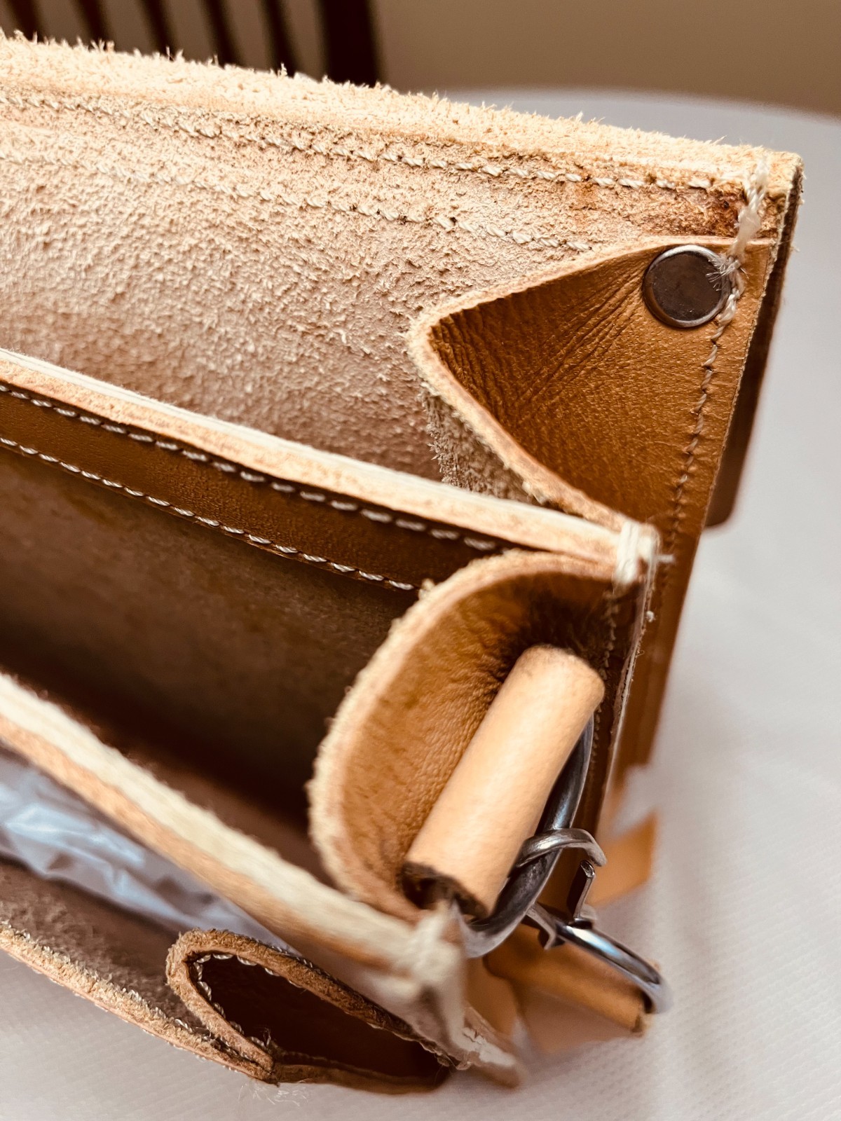 Natural Tan Saddle Leather Briefcase / Messenger Bag / Backpack – Germany