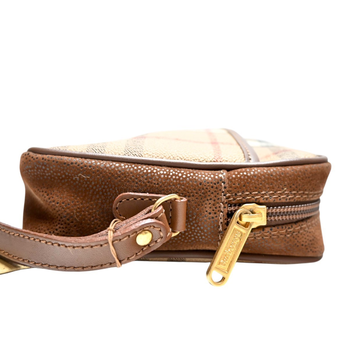 Burberrys Nova Check PVC/Suede/Leather Clutch Bag, Beige/Brown, T2603-k116
