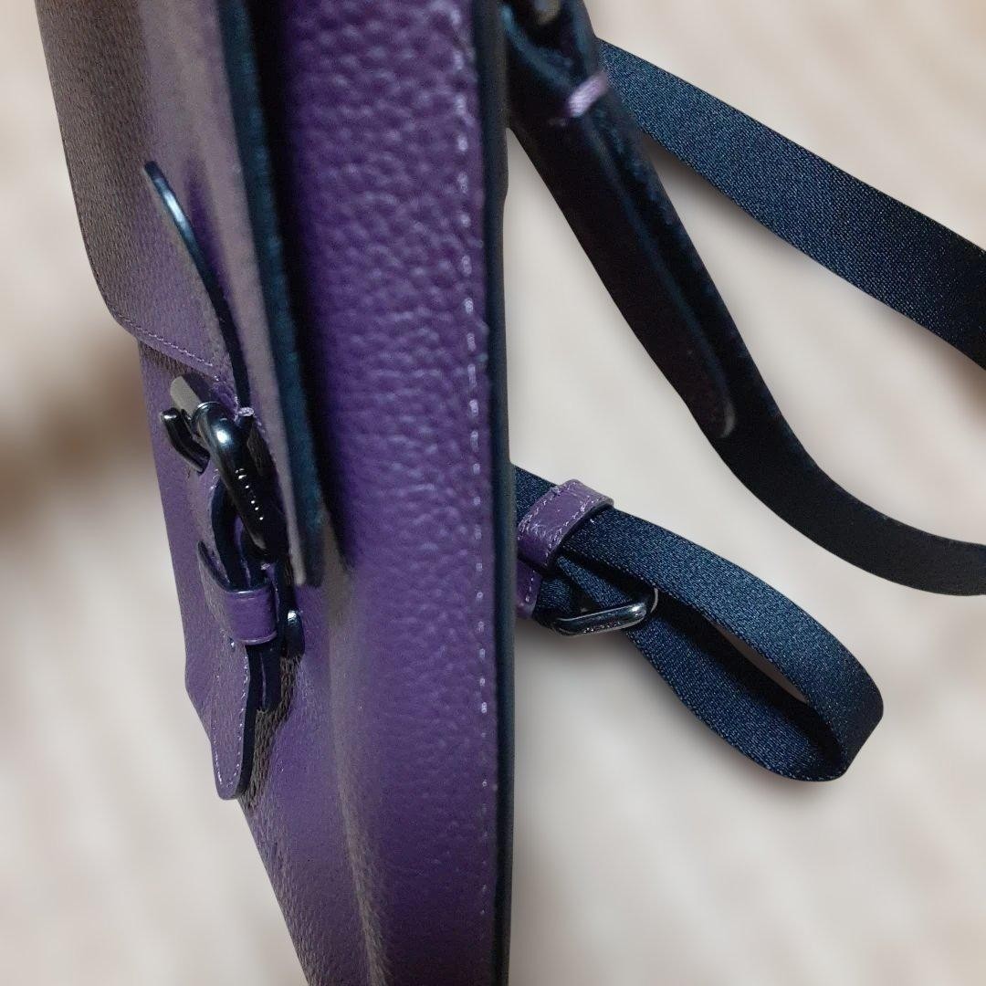 Coach Purple Leather Sacoche with Flap Buckle Used
