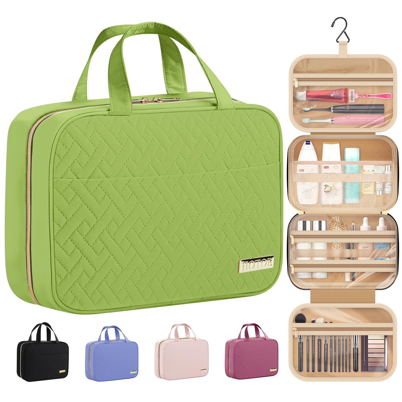 HOTOR Travel Toiletry Bag – Hanging for Medium, Avocado Green