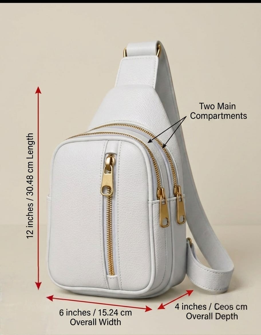 Unisex Leather Crossbody Sling Bag Multi Pocket Adjustable Strap Travel Backpack