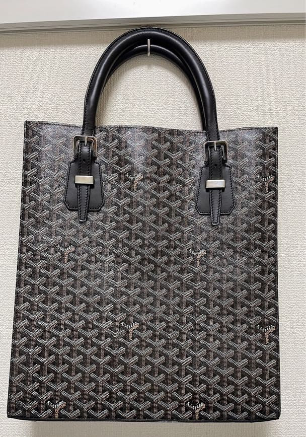 Goyard Paris Comores GM Tote Bag Black Yellow Herringbone Structured Authentic