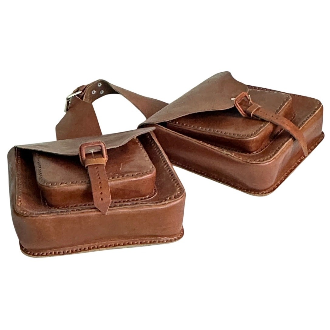 Fargo Chuupul Handmade Full Grain Leather Double Saddlebag Shoulder Field Bag