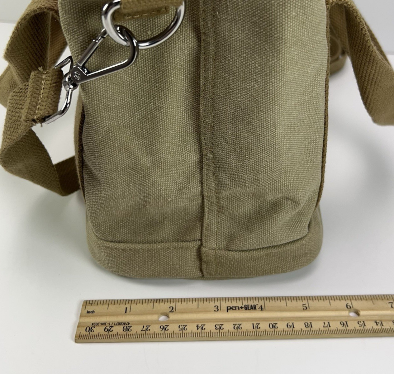 CANVAS Crossbody Tote Bag Small Top Handle Zip Close Organizer Travel Khaki Tan