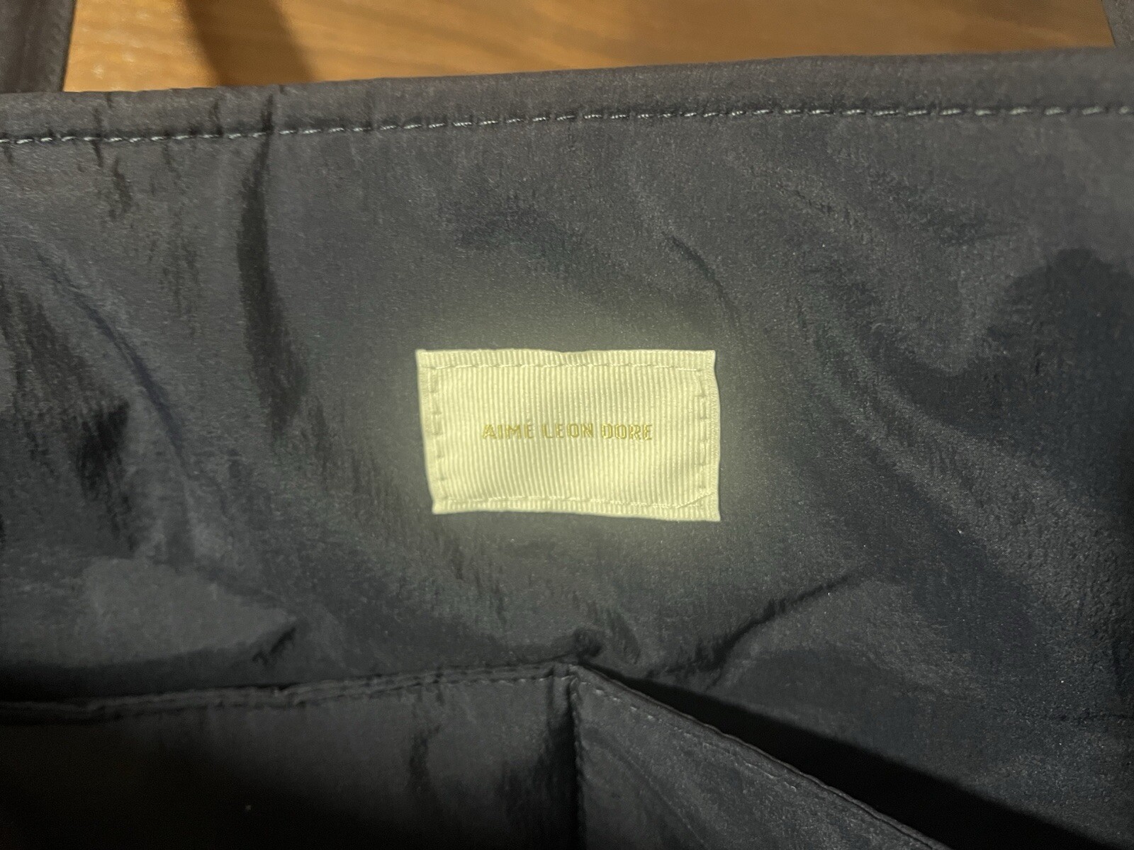 Aime Leon Dore ALD Nylon Scallop Quilted Tote Bag in Navy Metal Logo Travel NYC