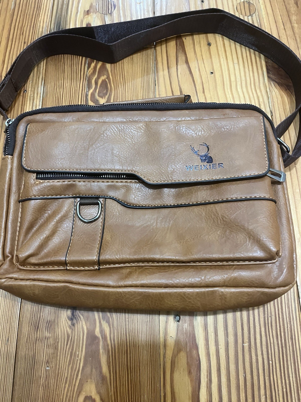 WEIXIER Shoulder Bag Messenger Business Satchel Travel Bag Handbag Brown Leather