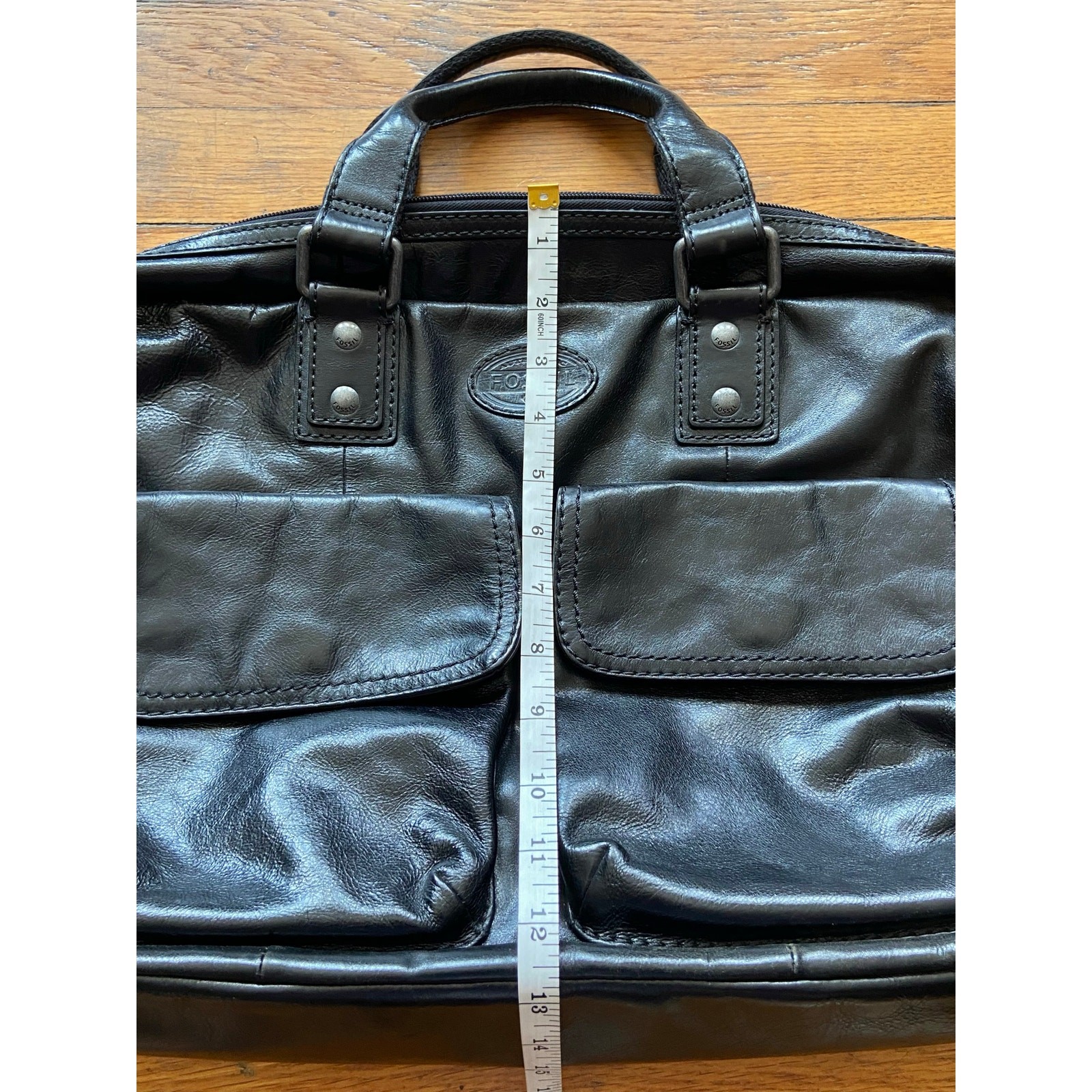 FOSSIL Black Leather Padded Mens Attache