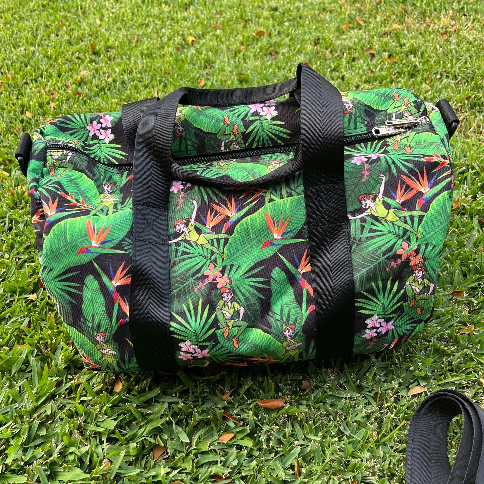 Loungefly Disney Peter Pan Duffle Bag Hawaii Tropical Floral Shoulder Strap NEW