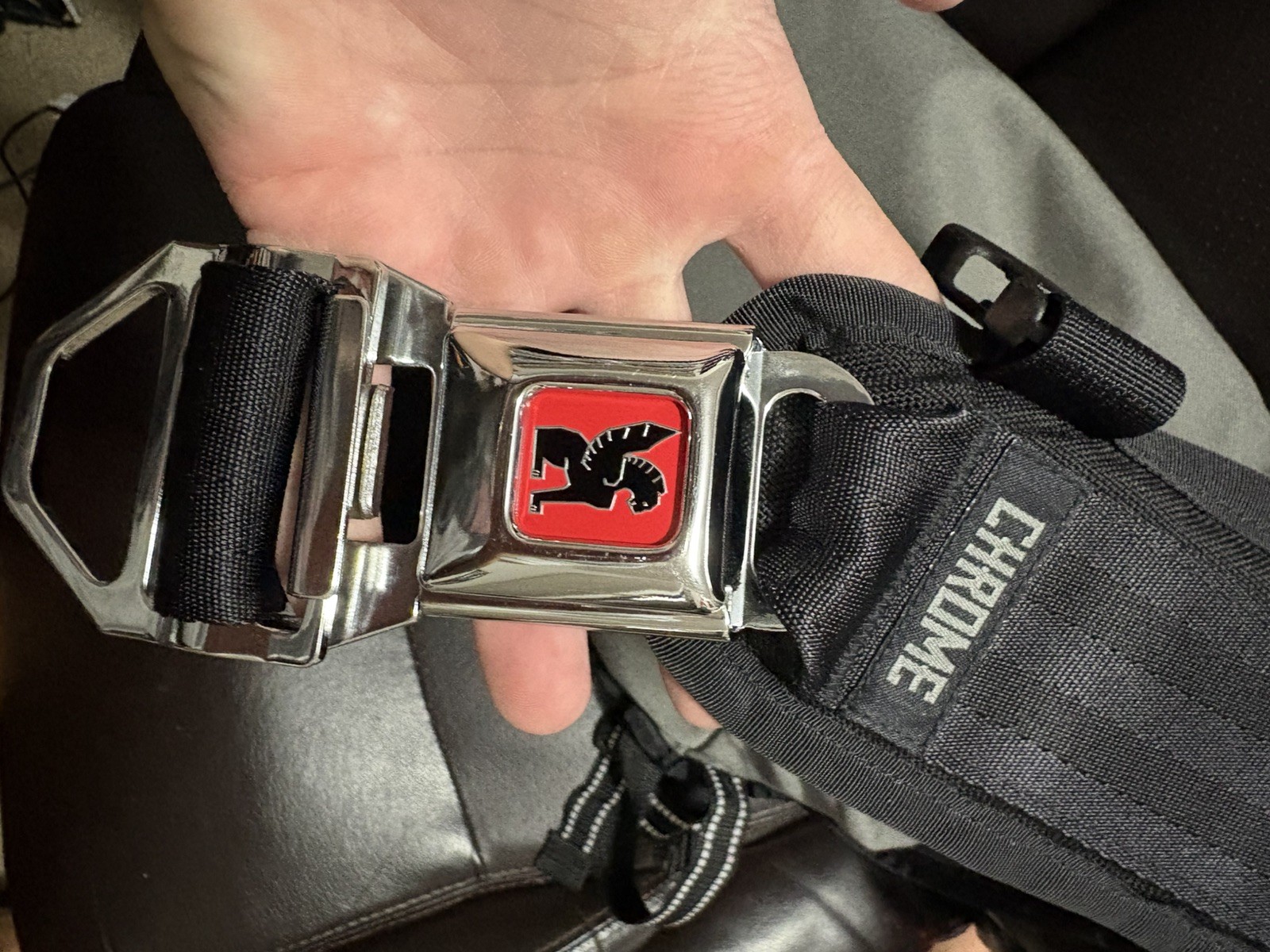 Chrome Industries Messenger Bag Gray Black Seatbelt Buckle Urban Cycling