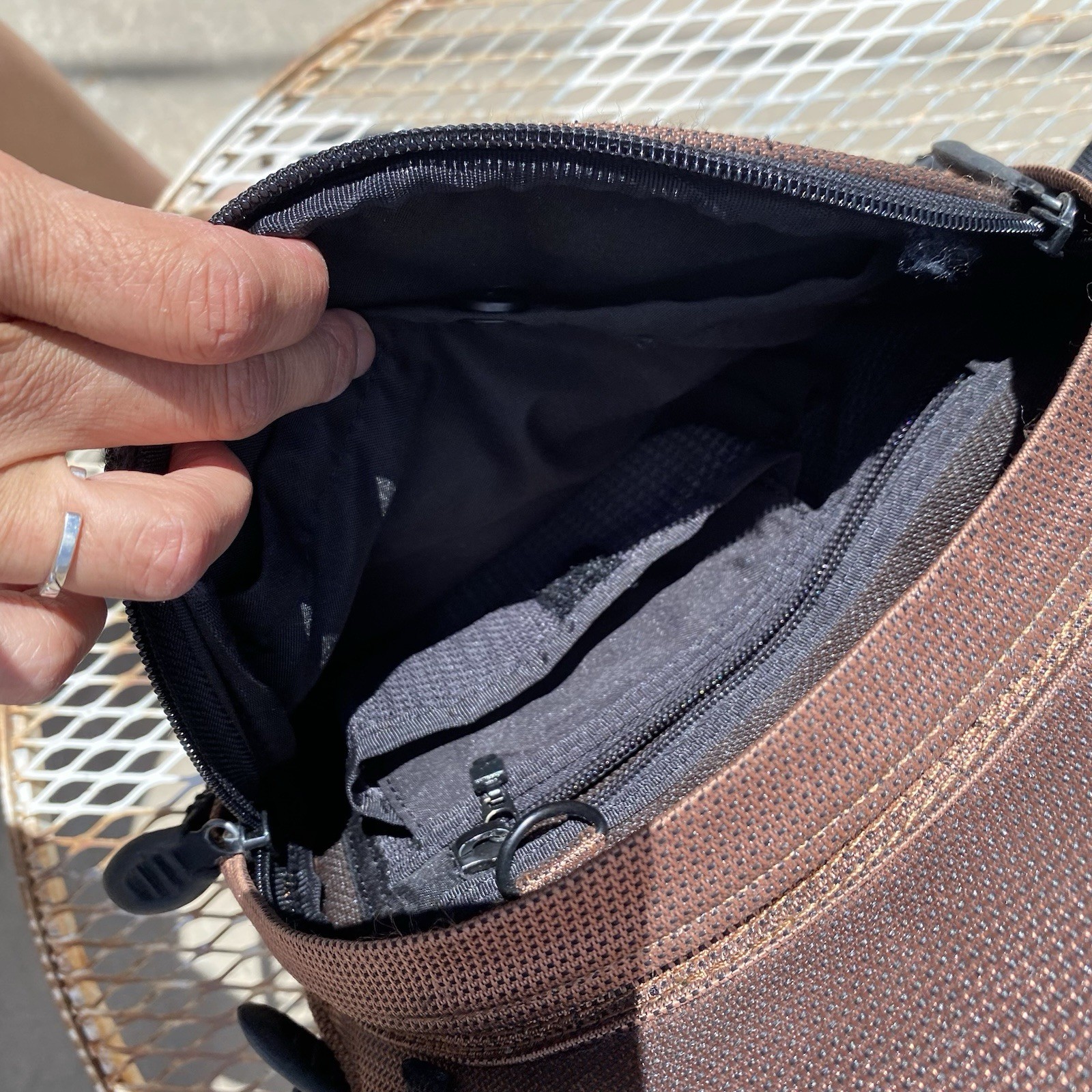 Tumi T2 Backpack Copper Ballistic Nylon & Leather Bottom Padded Straps