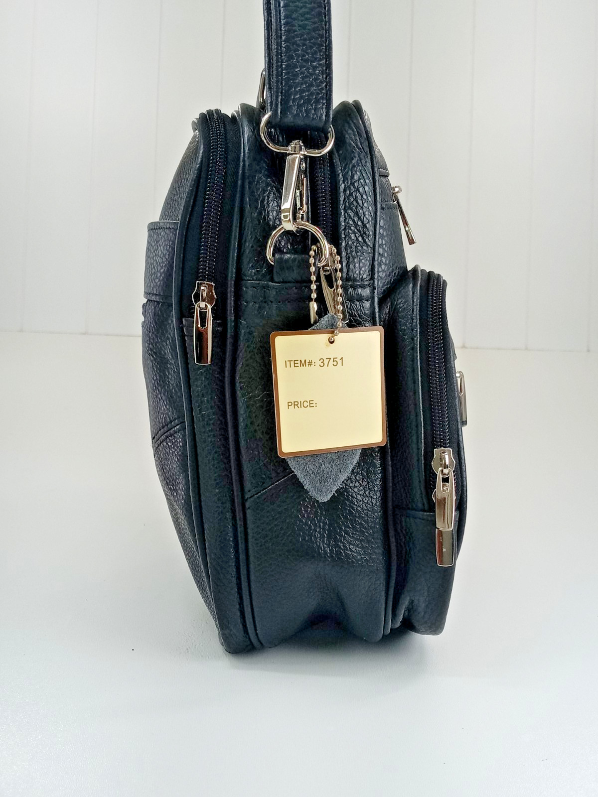 Men Leather Crossbody Bag Black Compact & Practical Everyday Use Multi Pockets