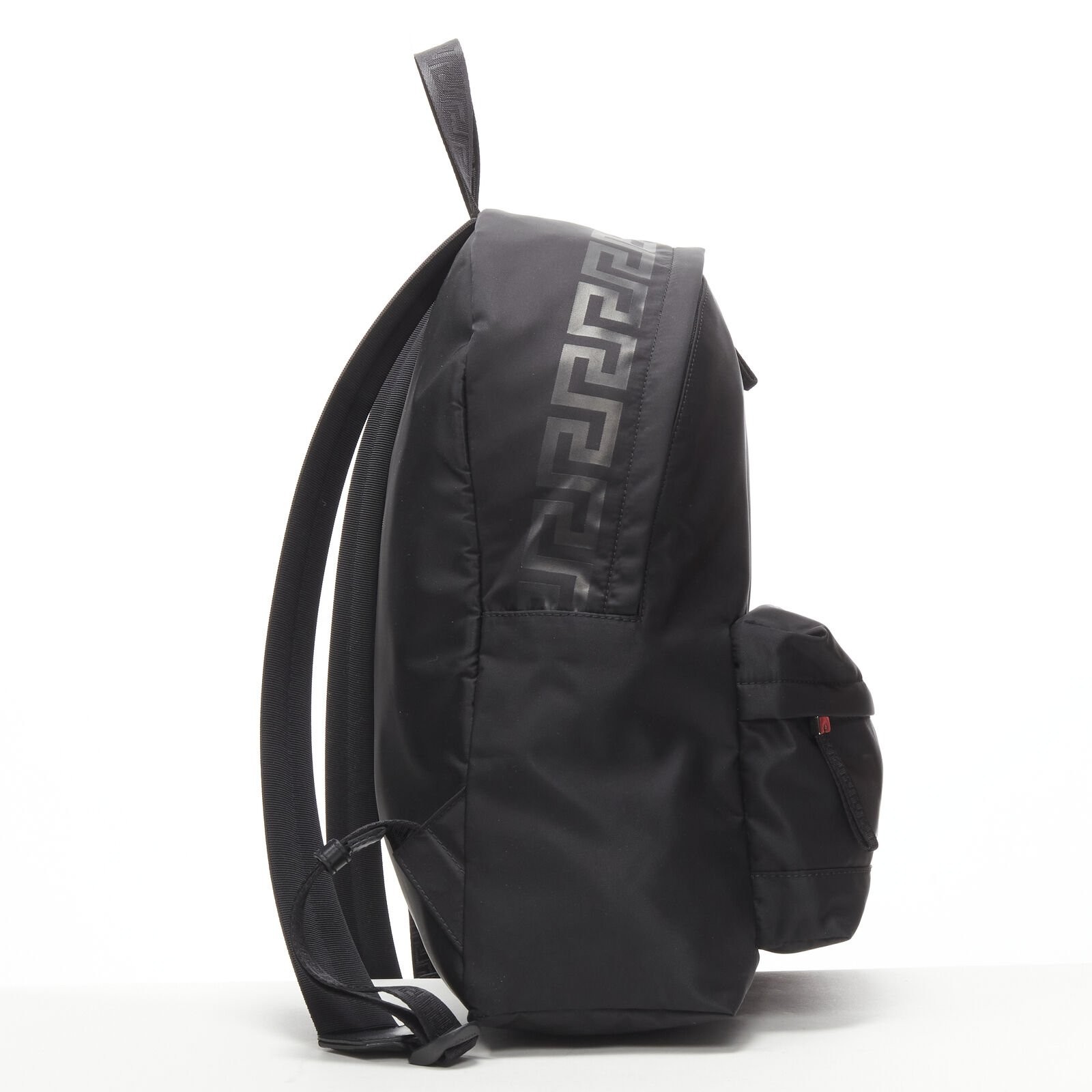 VERSACE La Greca 90’s logo black nylon backpack bag
