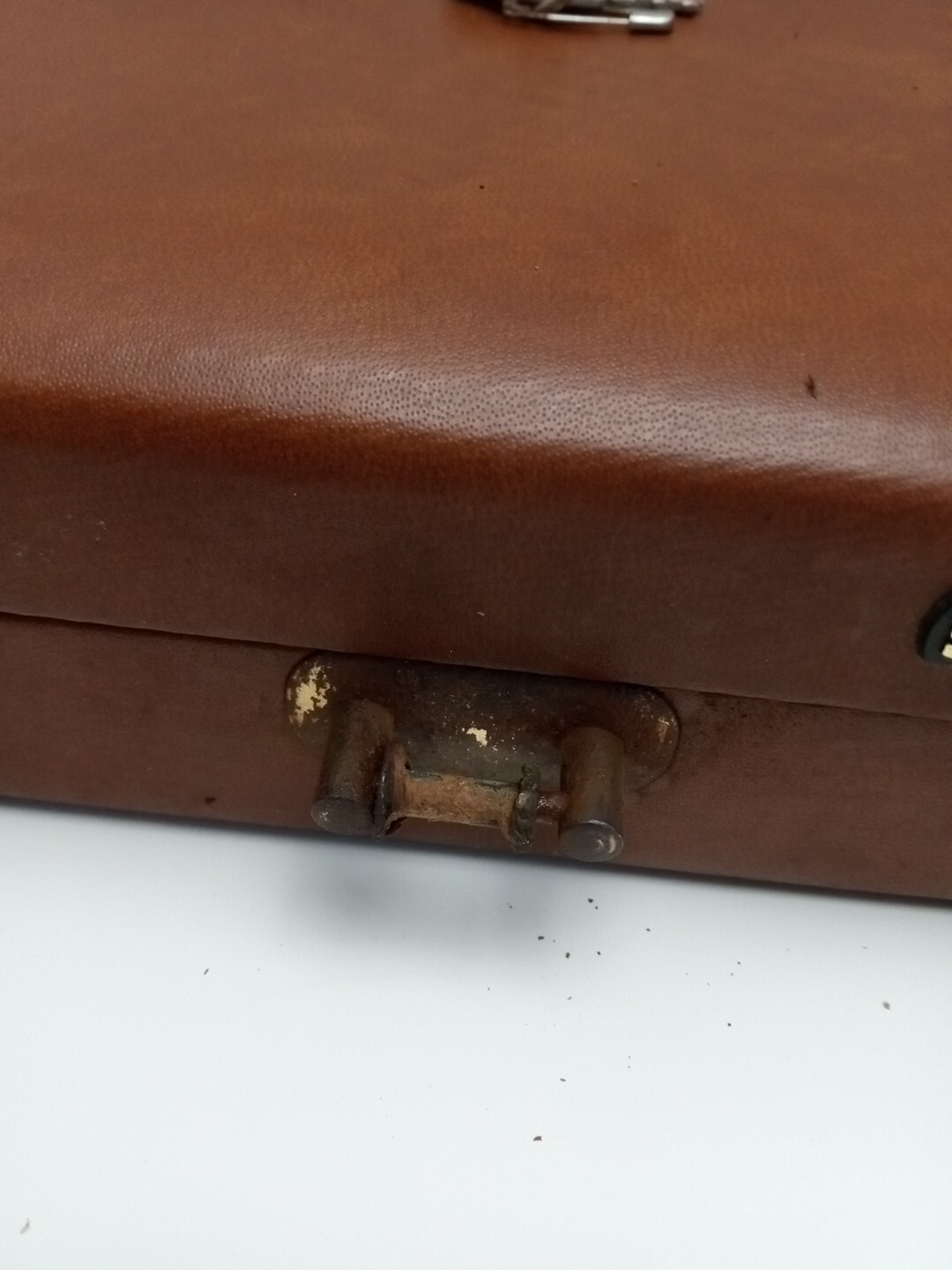 Vintage Stebco Business Briefcase Brown Leather Made In Spain Missing Handle
