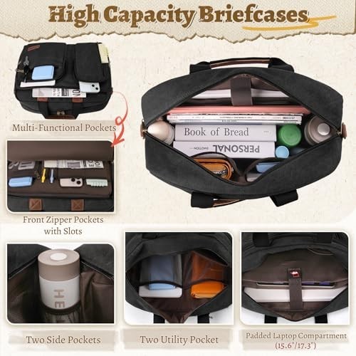 Vintage Waterproof Canvas Laptop Messenger Bag – Men’s Briefcase Satchel for Wor
