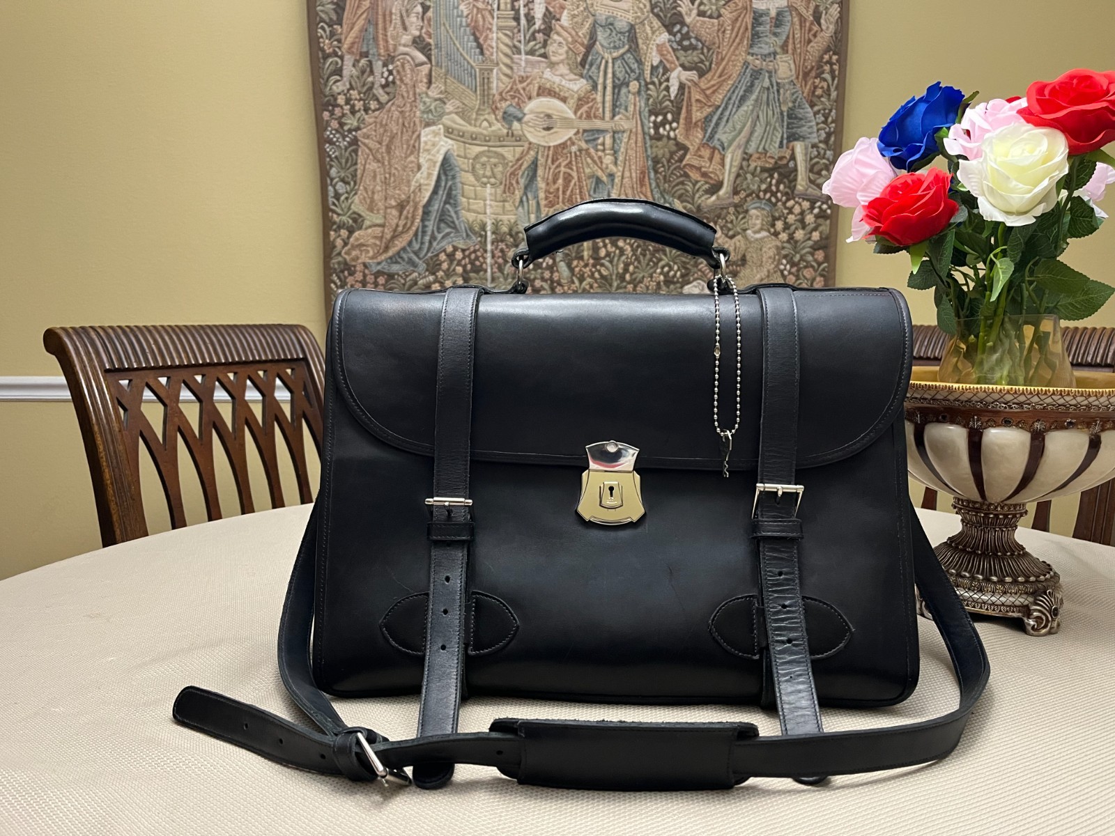 CUSTOM HIDE “1945 US ARMY” American Saddle Leather Briefcase / Messenger Bag