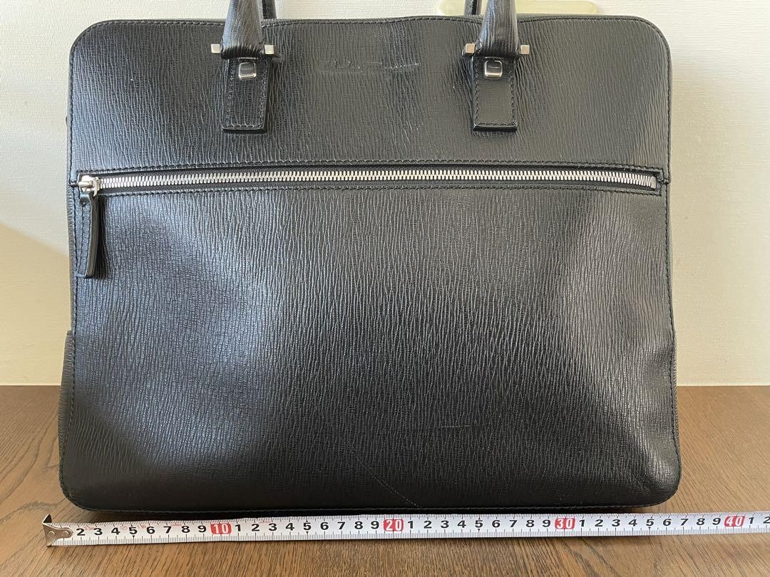Ferragamo business bag document case Revival Brief Black Leather 36x29x6.5cm