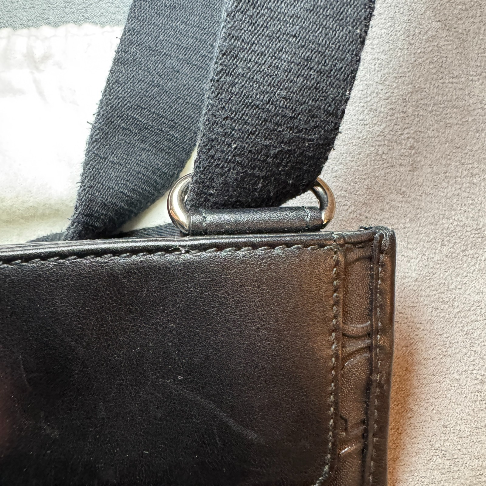 Salvatore Ferragamo Embossed Gancini Leather Crossbody Bag – Black Made in Italy