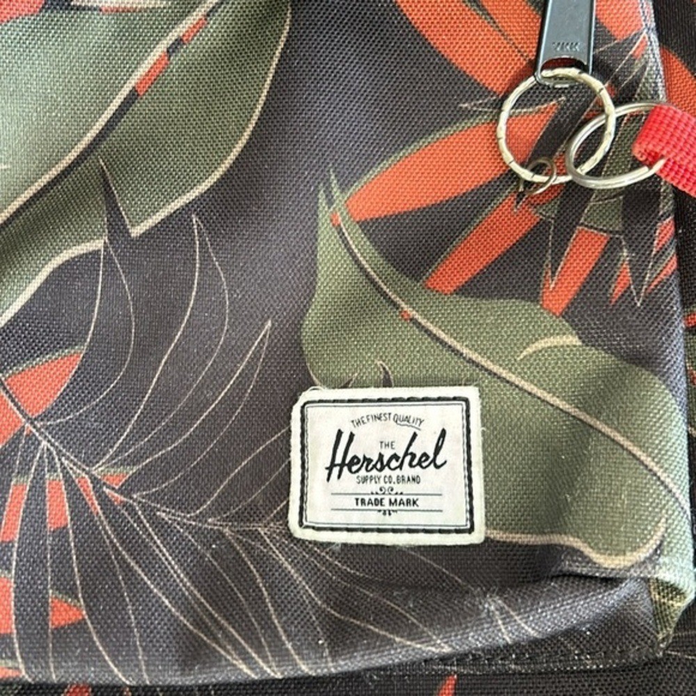 Herschel Supply Co Heritage Backpack Tropical Palm Leaf Print Black Red Green