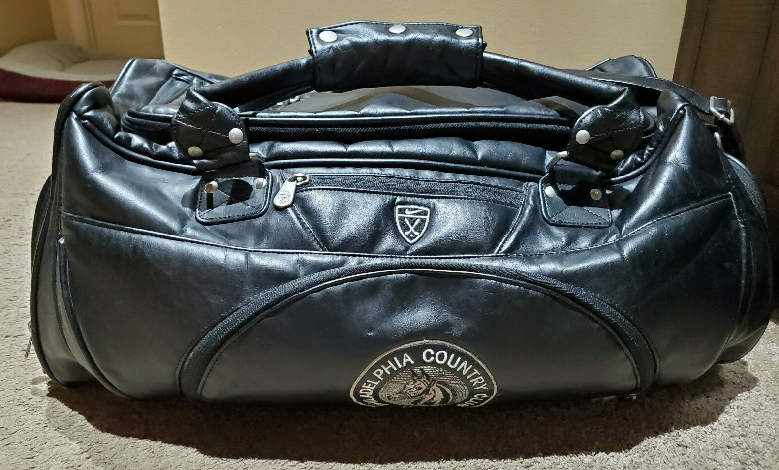 nike golf faux leather carry on travel bag gym philadelphia country club 1890