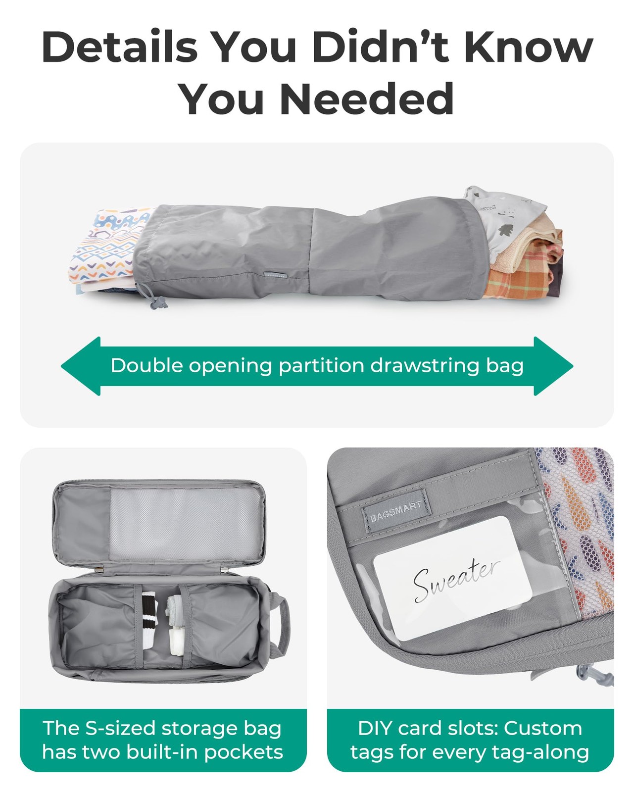 BAGSMART 6 Set Compression Packing Cubes for of 6, Storm Front Grey