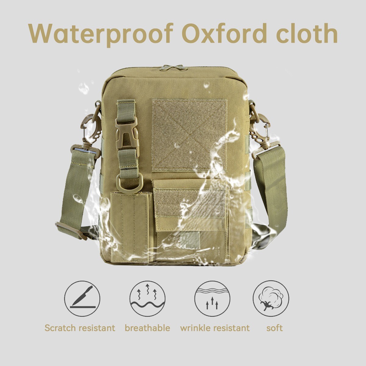 Small Tactical Bag Crossbody Casual Pack Classic Canvas Messenger Bag Khaki