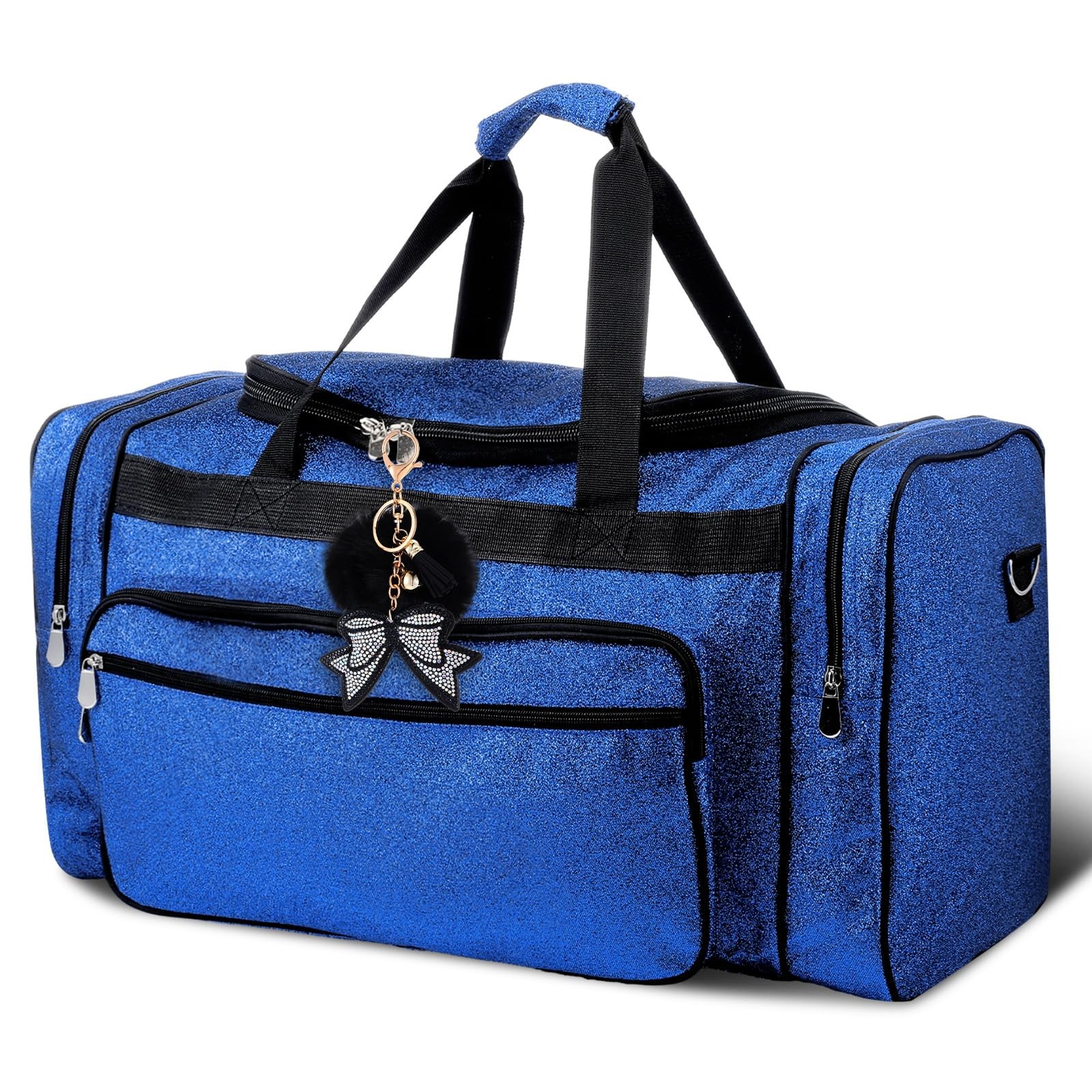 Glitter Cheer Duffel Bag with Bow Keychain Cheerleading Ballet Dance Bag Gym …
