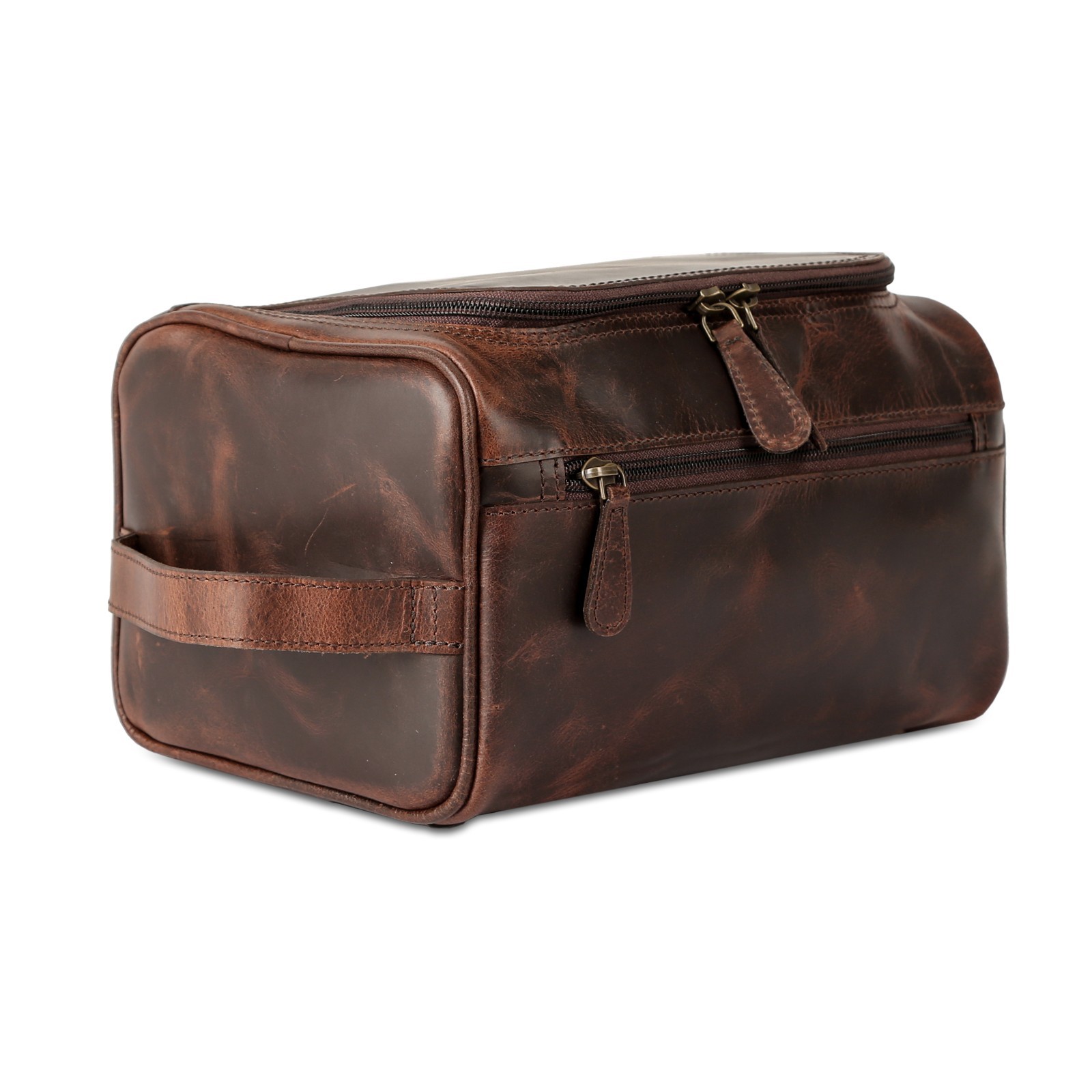Genuine Leather Han Toiletry Bag Dopp Kit Travel Organizer Shaving Cosmetic Case