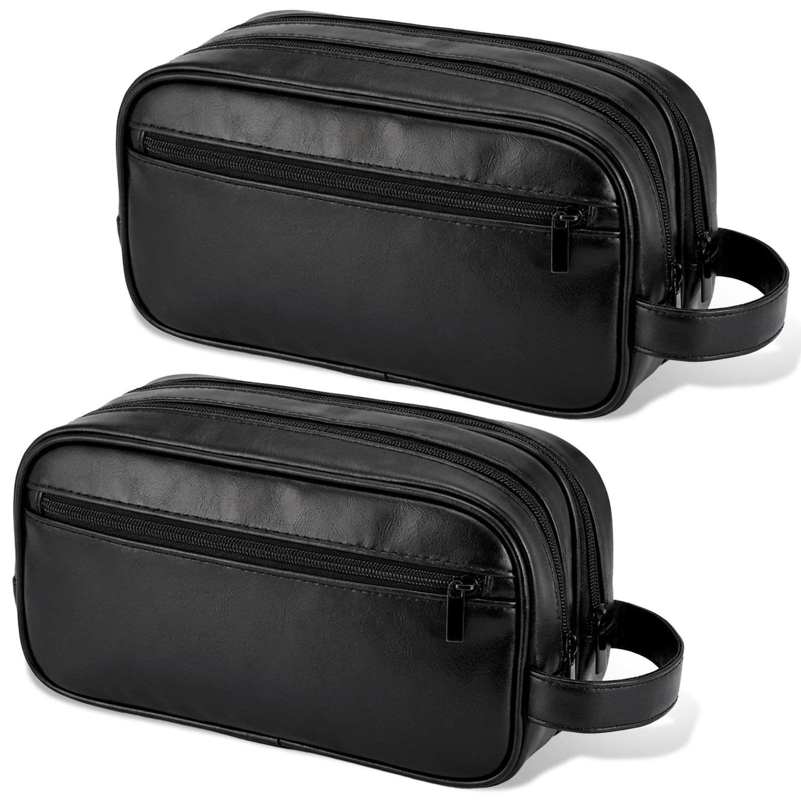 Douaowoc 2PCS Travel Toiletry Bags, Layered Storage Shaving Kit Black