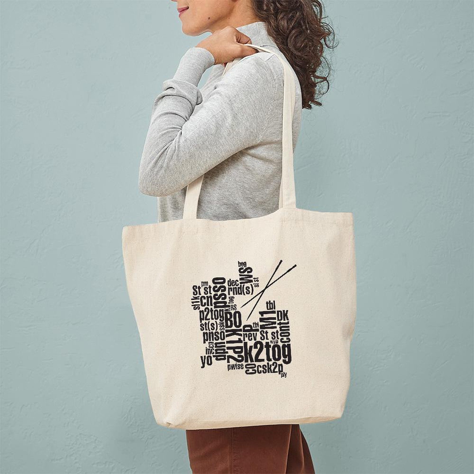 CafePress Knitting Abbreviation Cloud Tote Bag (665580922)