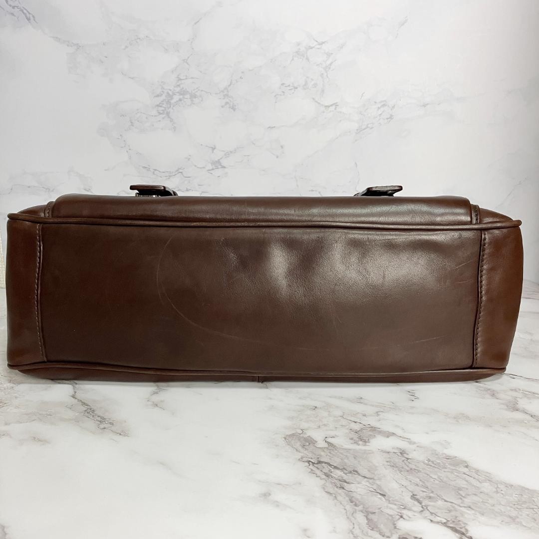 COACH 2way Leather Business Briefcase 5235 Dark Brown 43cm 30cm 14cm Authentic